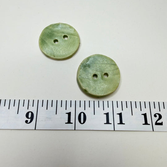 2 Hole Button - 35MM - Light Green - 2 Pack - True Deadstock supplies Fabric by private - Sustainable Textile | FABCYCLE