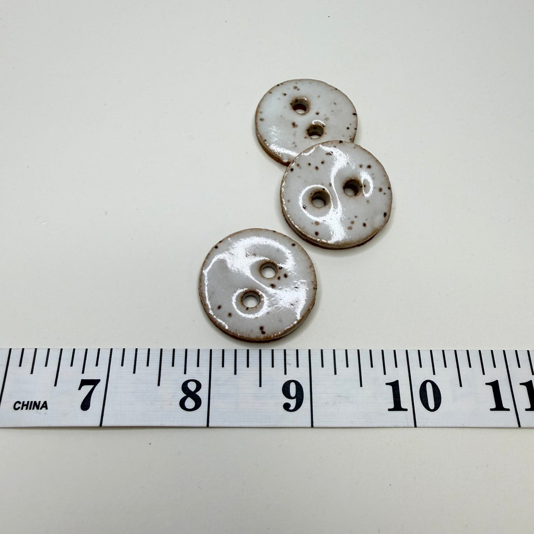 2 Hole Button - 40MM - White/Brown - 3 Pack - True Deadstock supplies Fabric by private - Sustainable Textile | FABCYCLE