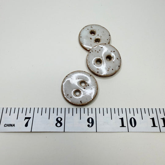 2 Hole Button - 40MM - White/Brown - 3 Pack - True Deadstock supplies Fabric by private - Sustainable Textile | FABCYCLE