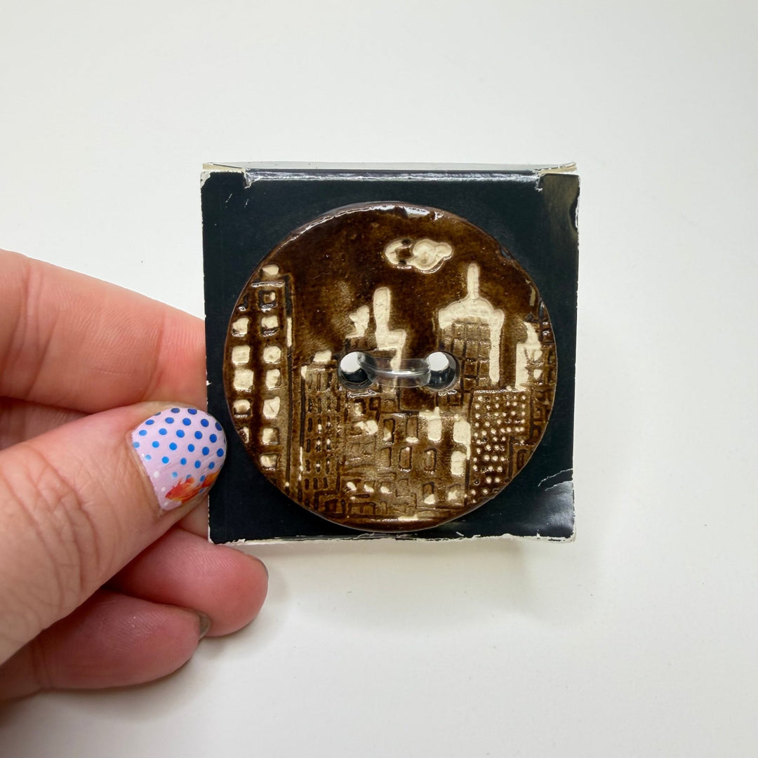 2 Hole Button - 50MM - Brown/Cream - True Deadstock supplies Fabric by private - Sustainable Textile | FABCYCLE