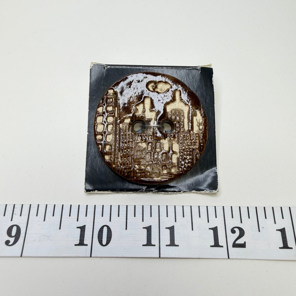2 Hole Button - 50MM - Brown/Cream - True Deadstock supplies Fabric by private - Sustainable Textile | FABCYCLE