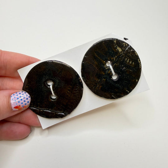 2 Hole Button - 50MM - Dark Brown - 2 Pack - True Deadstock supplies Fabric by private - Sustainable Textile | FABCYCLE