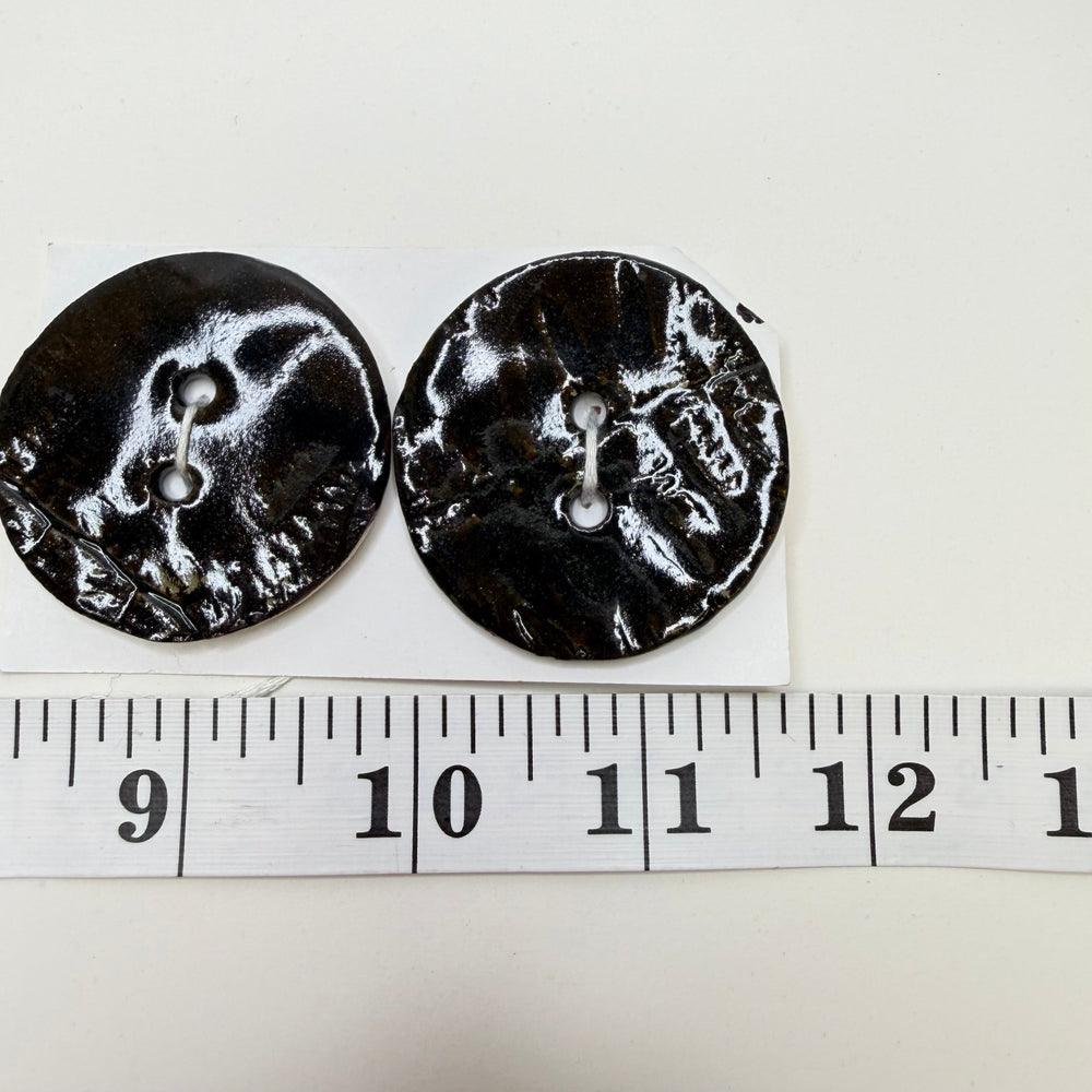 2 Hole Button - 50MM - Dark Brown - 2 Pack - True Deadstock supplies Fabric by private - Sustainable Textile | FABCYCLE