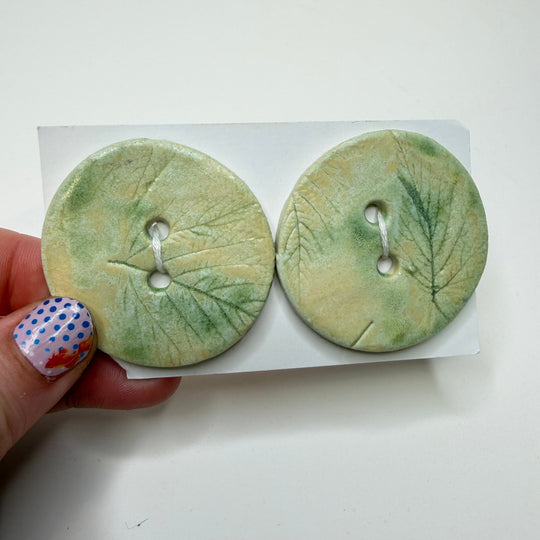 2 Hole Button - 50MM - Light Green - 2 Pack - True Deadstock supplies Fabric by private - Sustainable Textile | FABCYCLE