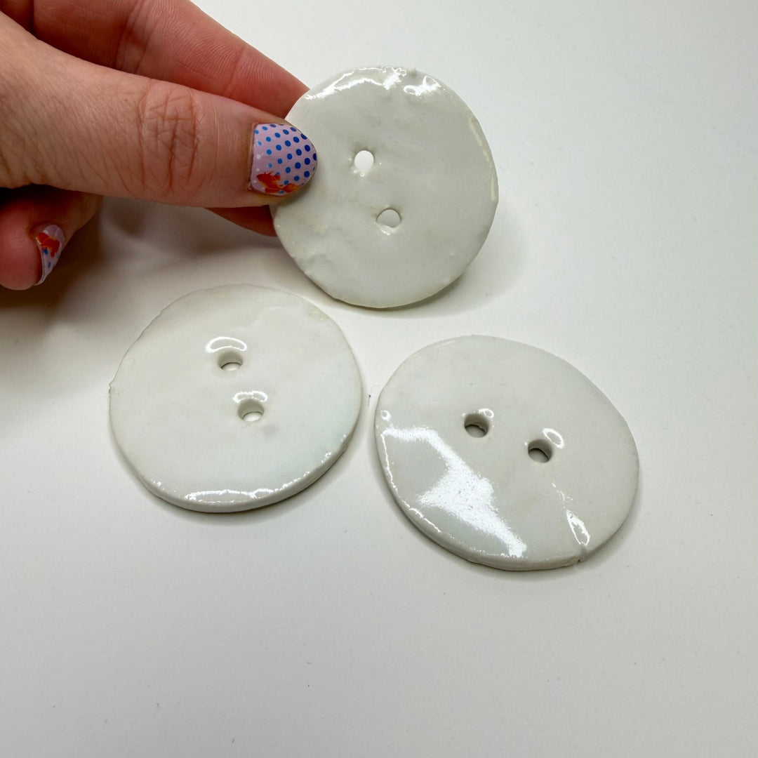 2 Hole Button - 50MM - White - 3 Pack - True Deadstock supplies Fabric by private - Sustainable Textile | FABCYCLE
