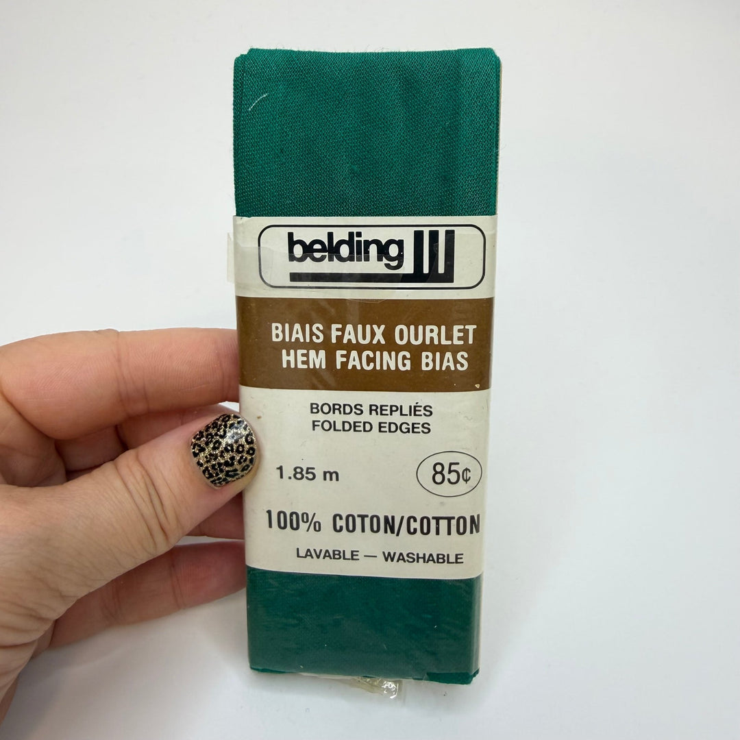 2" Single Fold Woven Belding Bias Tape - Green - 1.85M Package - True Deadstock supplies Fabric by private - Sustainable Textile | FABCYCLE