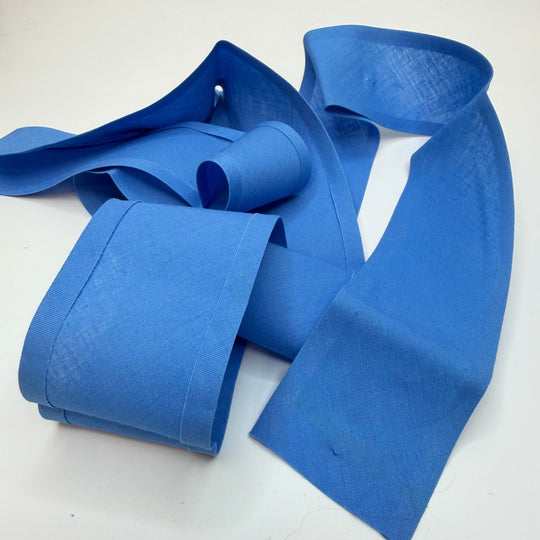 2" Single Fold Woven Bias Tape - Blue - 1.6M Bundle - True Deadstock supplies Fabric by private - Sustainable Textile | FABCYCLE