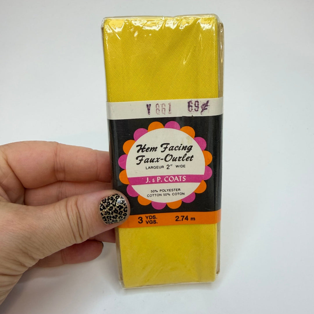 2" Single Fold Woven J And P Coats Bias Tape - Yellow - 2.74M Package - True Deadstock supplies Fabric by private - Sustainable Textile | FABCYCLE