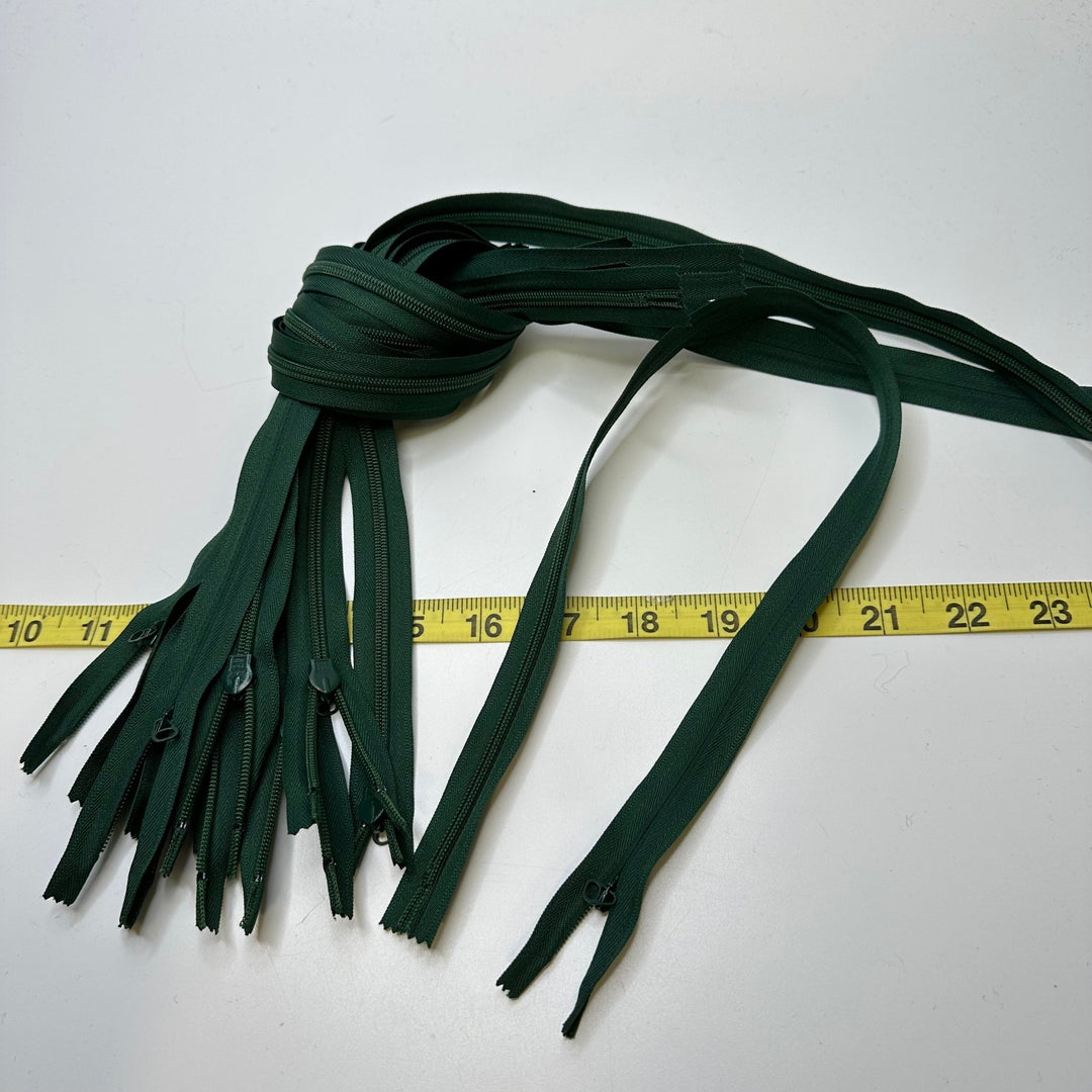 20" Invisible Zipper - Closed End - Dark Green - 10 Pack - True Deadstock supplies Fabric by private - Sustainable Textile | FABCYCLE