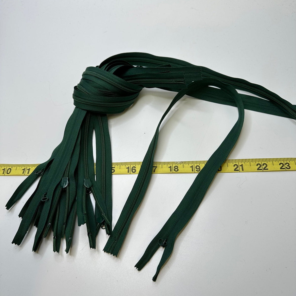 20" Invisible Zipper - Closed End - Dark Green - 10 Pack - True Deadstock supplies Fabric by private - Sustainable Textile | FABCYCLE