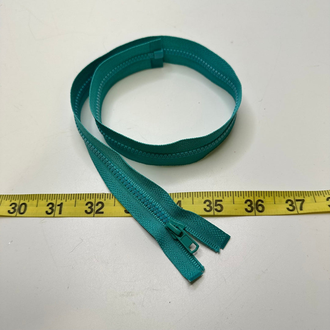 20" Molded Plastic Zipper - Separating - Teal - True Deadstock supplies Fabric by private - Sustainable Textile | FABCYCLE