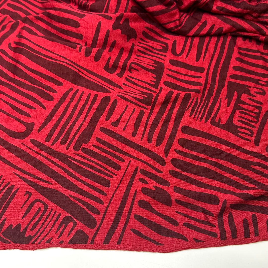 Darth Mauls Face Paint - Jersey Cotton Blend Knit - Red/Black Geometric - 1.2M Bundle