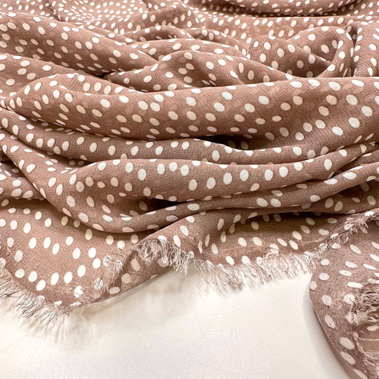 Passing Down Family Recipes - Chiffon Poly Woven - Light Brown/White Polka Dots - 2.5M Bundle
