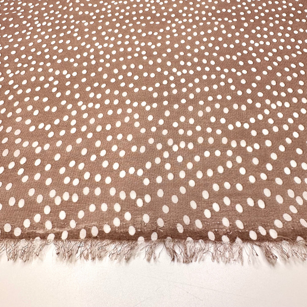 Passing Down Family Recipes - Chiffon Poly Woven - Light Brown/White Polka Dots - 2.5M Bundle