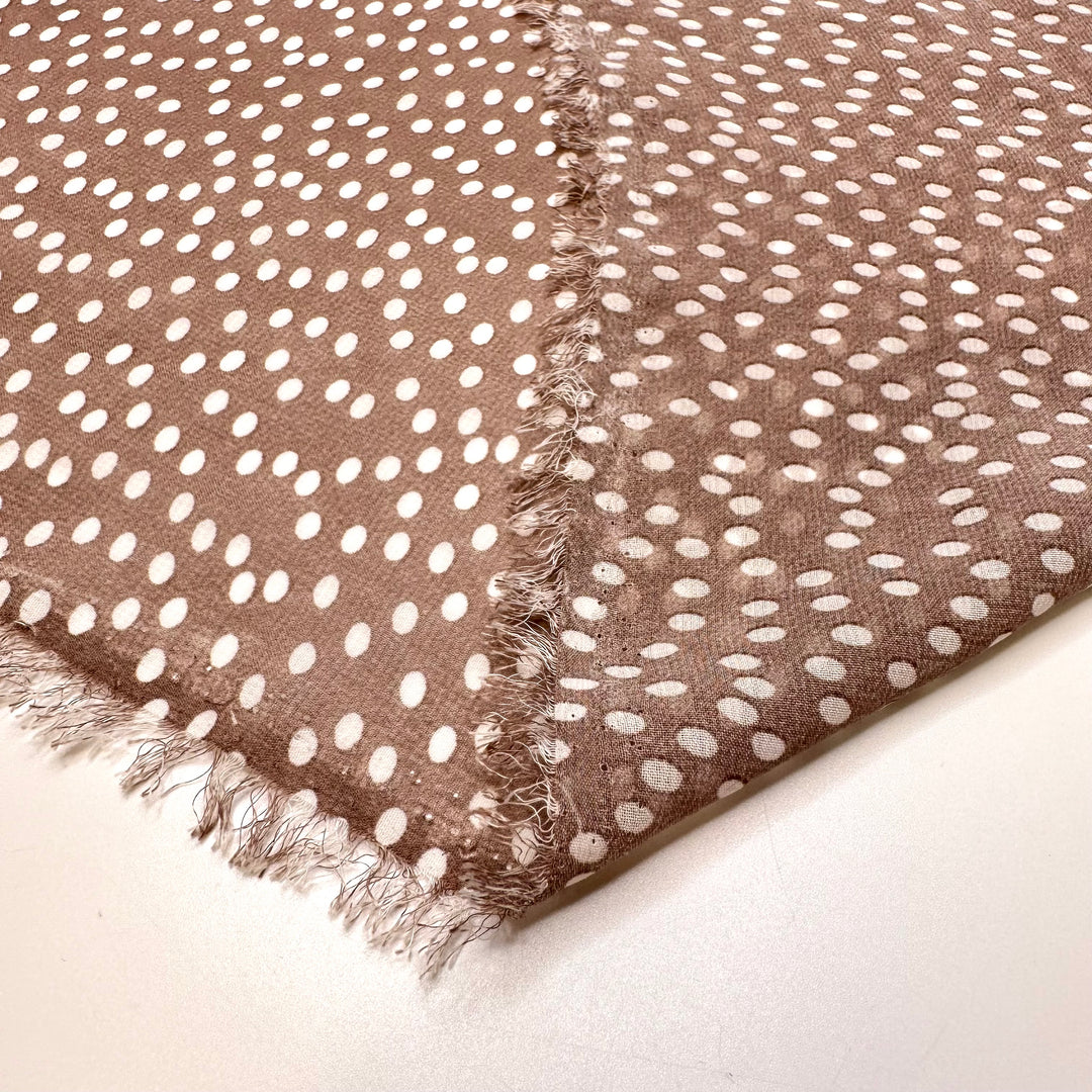 Passing Down Family Recipes - Chiffon Poly Woven - Light Brown/White Polka Dots - 2.5M Bundle