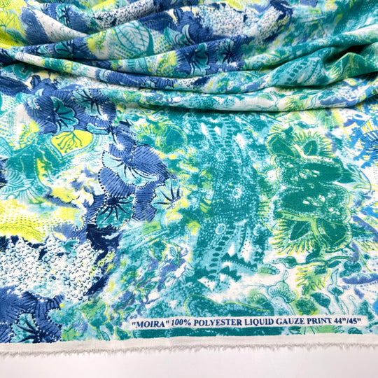 Pool Side Is My Best Side - Poly Woven - Blue Multi Floral - 2M Bundle