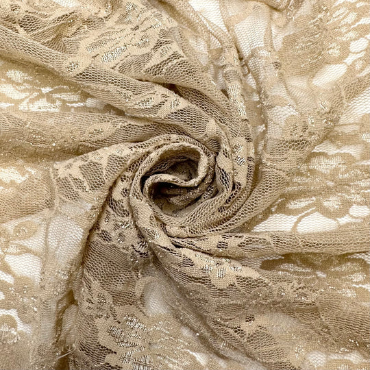 Making My Swimsuit Racy And Lacy - Lace Poly/Spandex Knit - Light Beige Floral - 1.9M Bundle