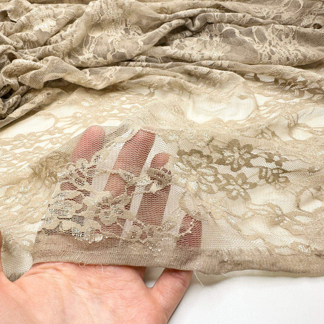 Making My Swimsuit Racy And Lacy - Lace Poly/Spandex Knit - Light Beige Floral - 1.9M Bundle