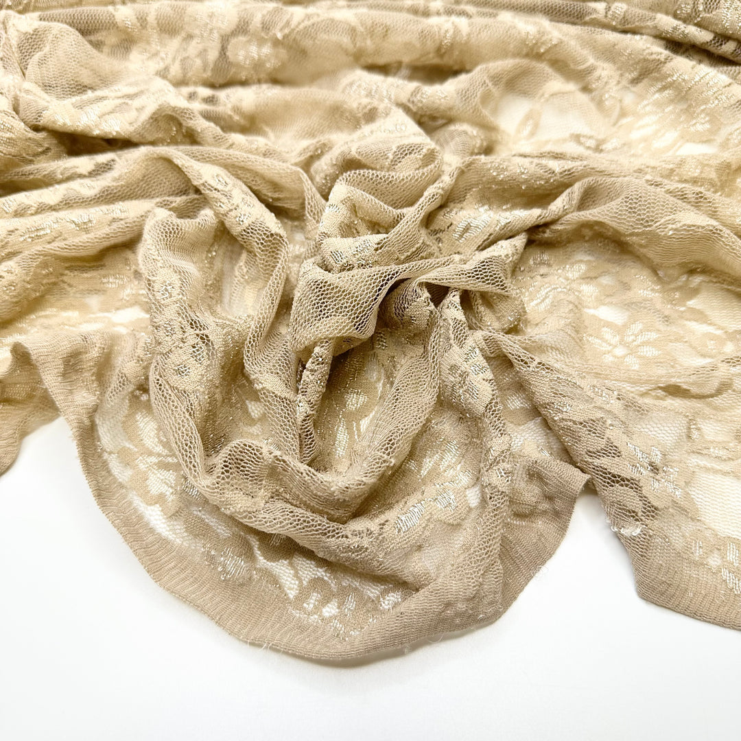 Making My Swimsuit Racy And Lacy - Lace Poly/Spandex Knit - Light Beige Floral - 1.9M Bundle