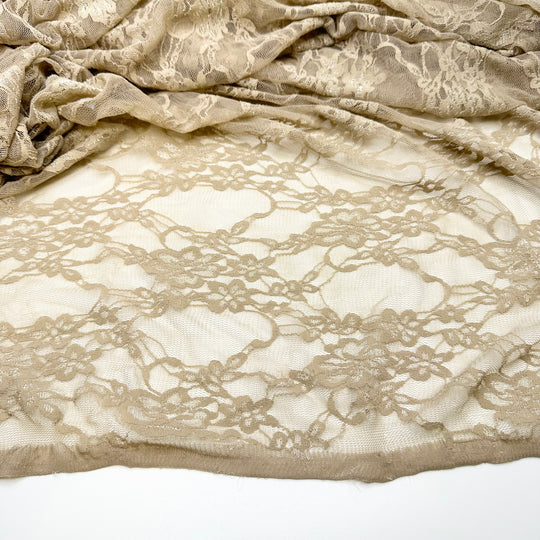Making My Swimsuit Racy And Lacy - Lace Poly/Spandex Knit - Light Beige Floral - 1.9M Bundle