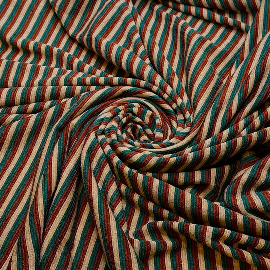 Finding The Perfect Spot On The Beach - French Terry Poly/Acrylic Knit - Brown Multi Stripes - Bundles