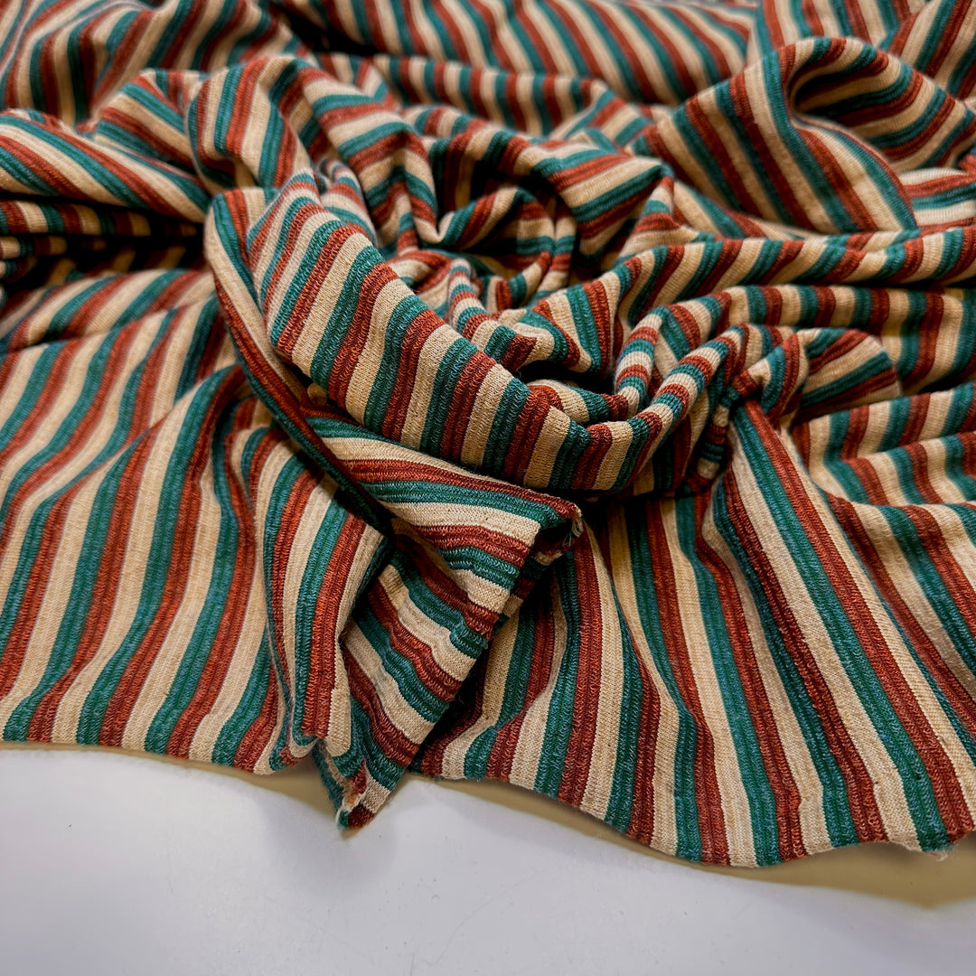 Finding The Perfect Spot On The Beach - French Terry Poly/Acrylic Knit - Brown Multi Stripes - Bundles