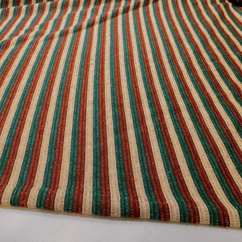 Finding The Perfect Spot On The Beach - French Terry Poly/Acrylic Knit - Brown Multi Stripes - Bundles