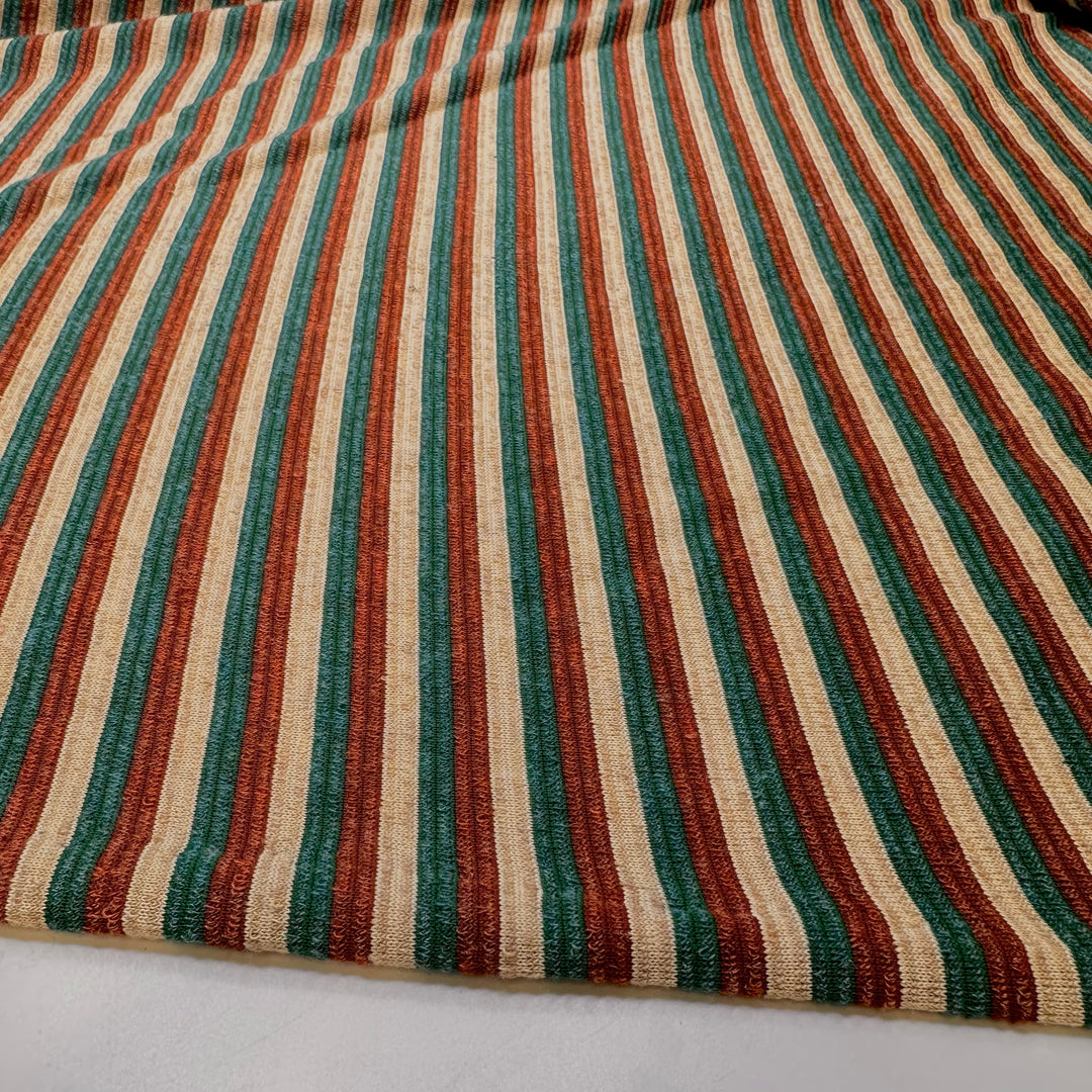 Finding The Perfect Spot On The Beach - French Terry Poly/Acrylic Knit - Brown Multi Stripes - Bundles