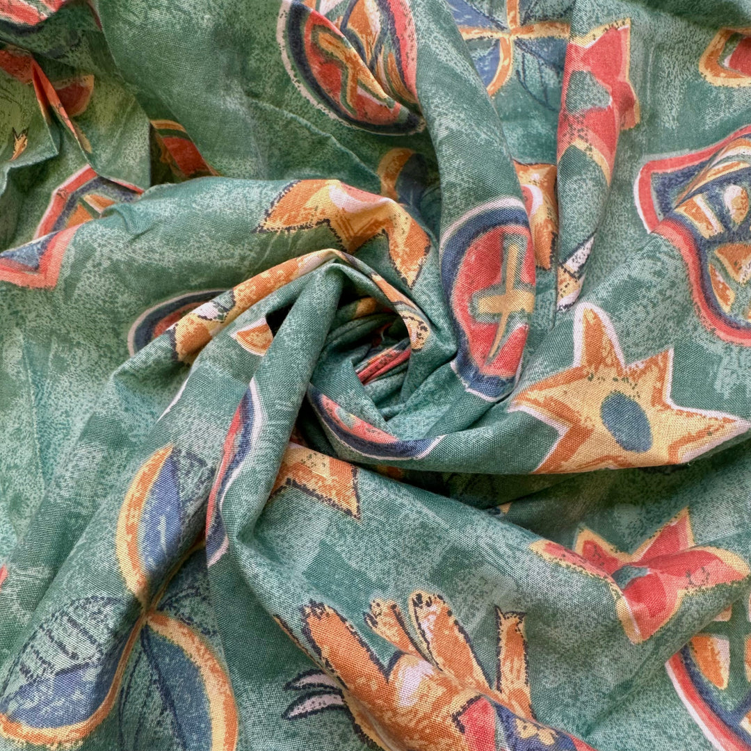 Quilting With The Kids - Cotton Blend Woven - Green Multi Abstract - Bundles