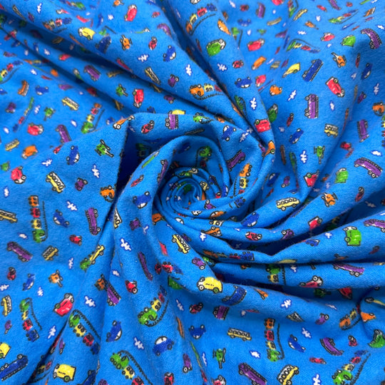 Hand Me Down PJs - Cotton Blend Woven - Blue Multi Vehicles - 1.5M Bundle