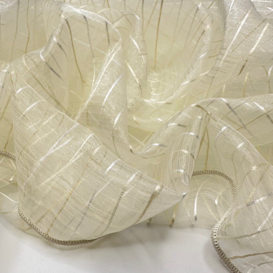 Leaving The Window Open At Night - Poly Woven - White/Cream Stripes - 3.9M Bundle
