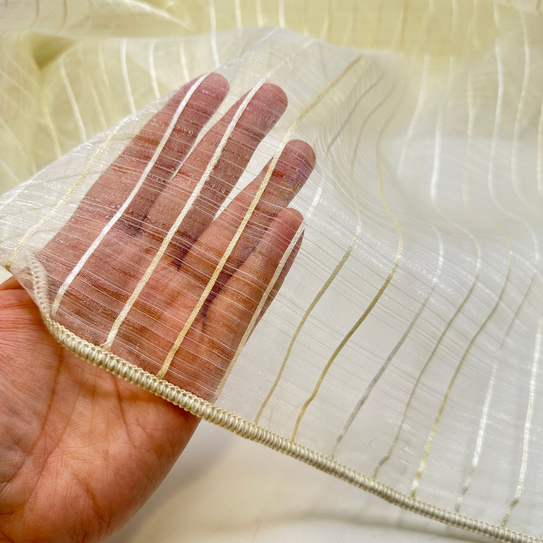 Leaving The Window Open At Night - Poly Woven - White/Cream Stripes - 3.9M Bundle