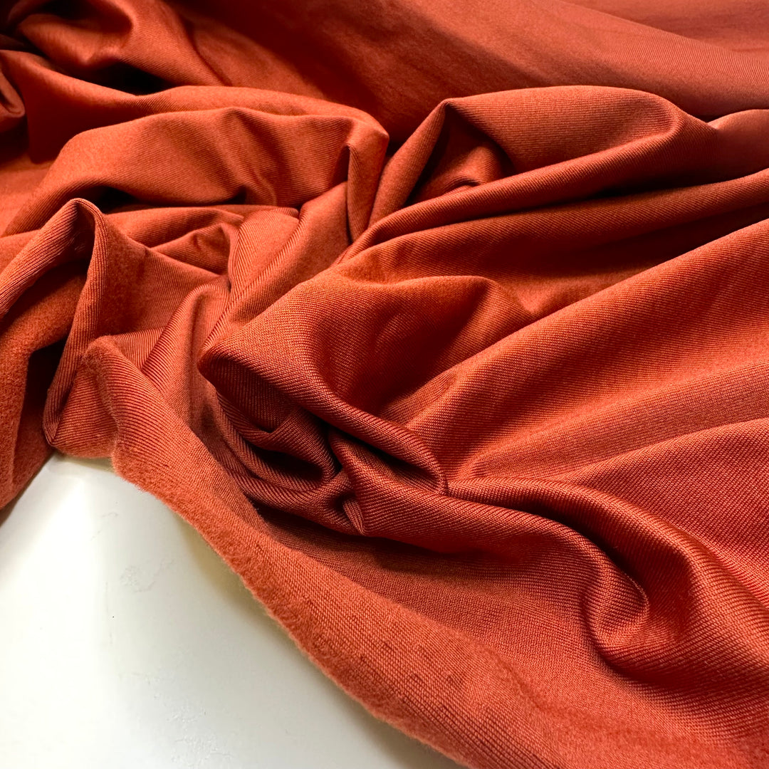 Burnt Orange - Jersey Fleece Polyester Blend Knit - Orange/Brown - Bundles