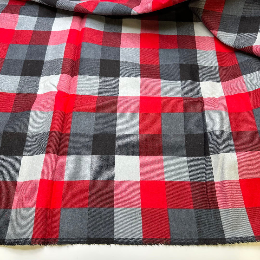 Checking The Red Box - Flanel Cotton Woven - Black/Red Plaid - 2.15M Bundle