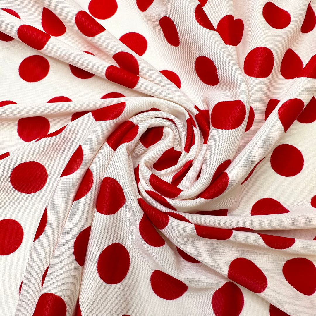 Toadstool - Poly Knit - White/Red Polka Dots - 1.25M Bundle