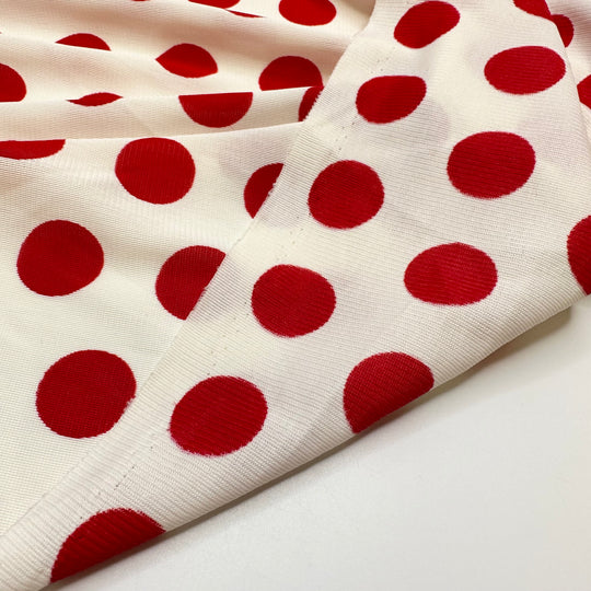 Toadstool - Poly Knit - White/Red Polka Dots - 1.25M Bundle