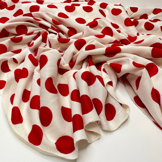 Toadstool - Poly Knit - White/Red Polka Dots - 1.25M Bundle