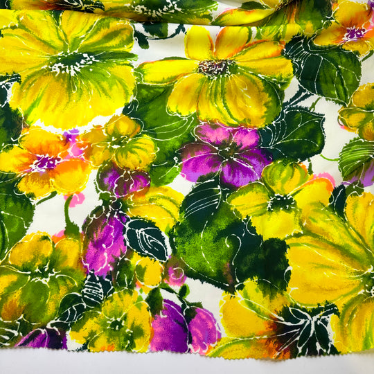 UB - When Alice Is Small - Interlock Poly Knit - Yellow Multi Floral - 1.5M Bundle
