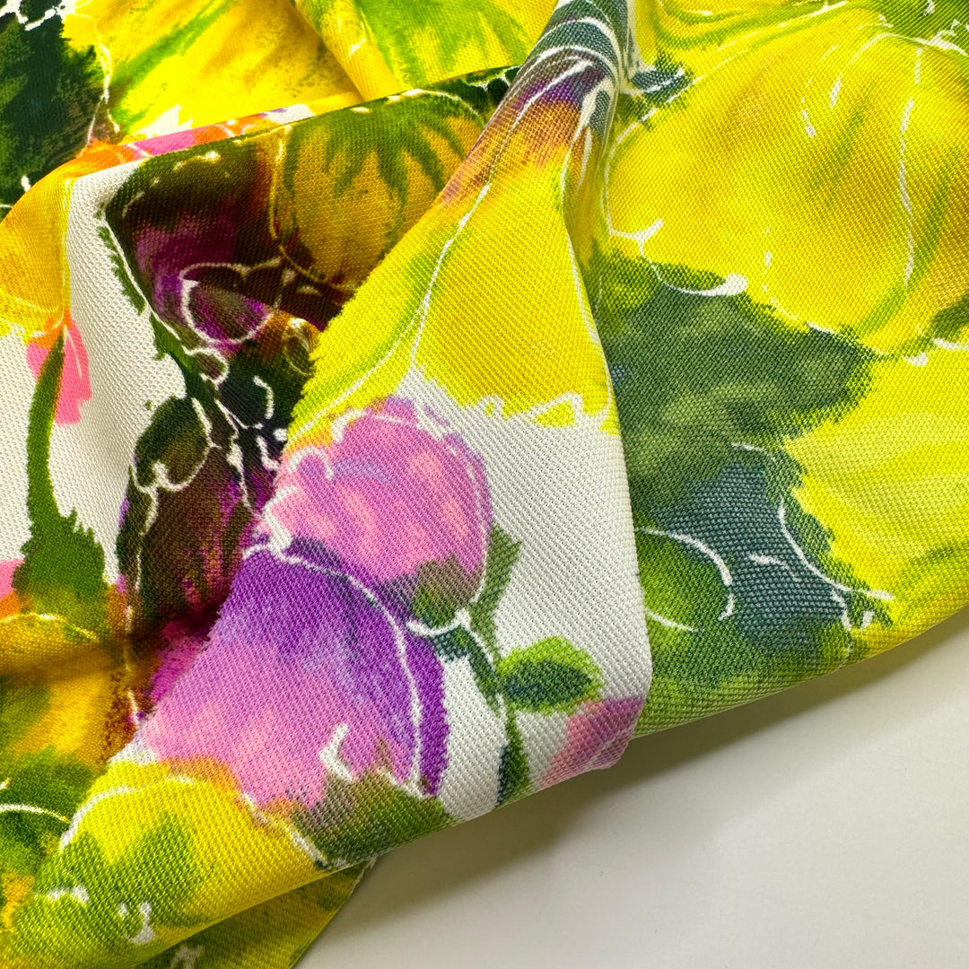UB - When Alice Is Small - Interlock Poly Knit - Yellow Multi Floral - 1.5M Bundle
