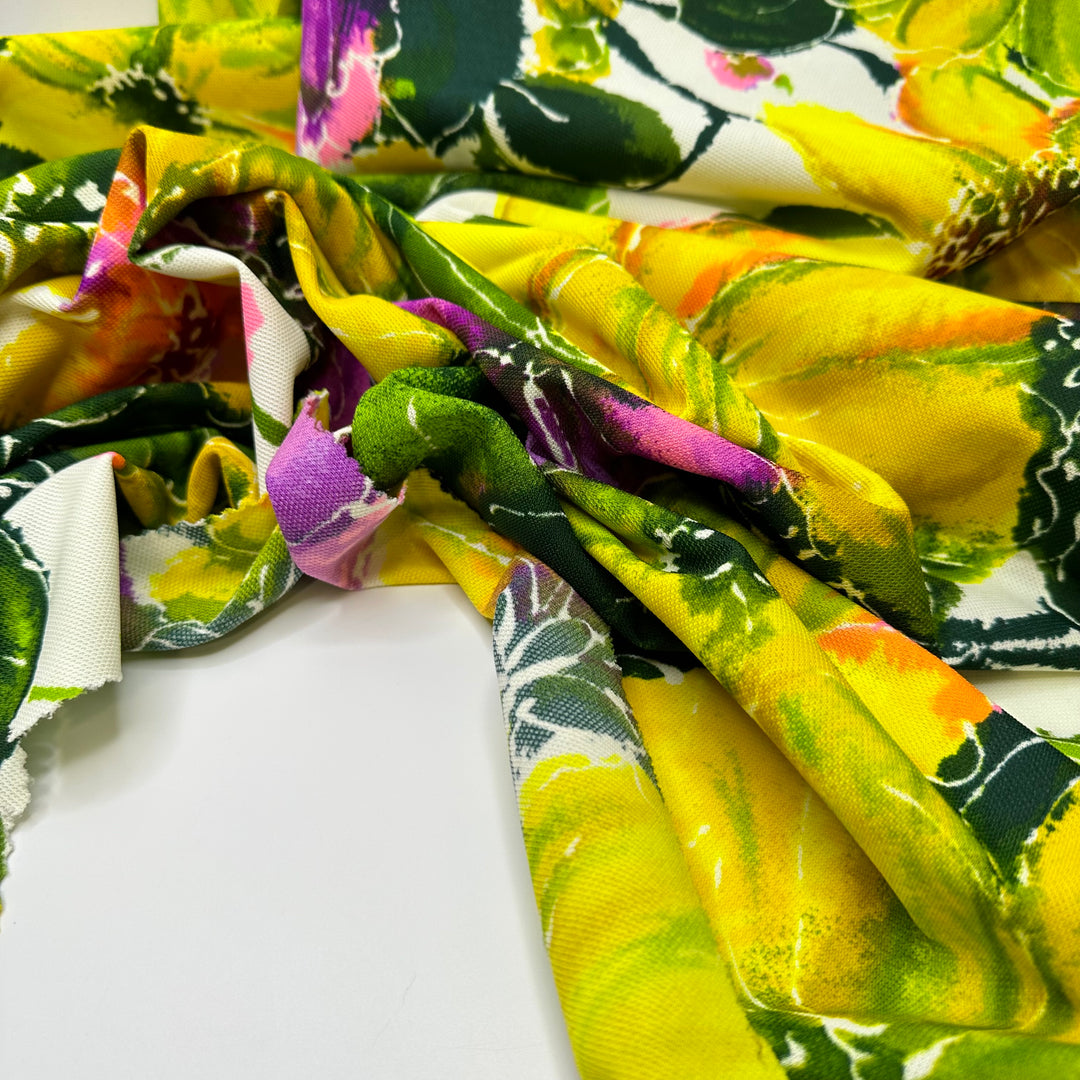 UB - When Alice Is Small - Interlock Poly Knit - Yellow Multi Floral - 1.5M Bundle