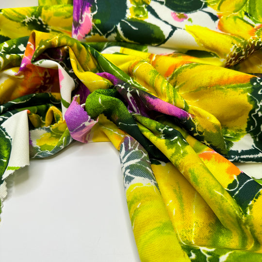 UB - When Alice Is Small - Interlock Poly Knit - Yellow Multi Floral - 1.5M Bundle