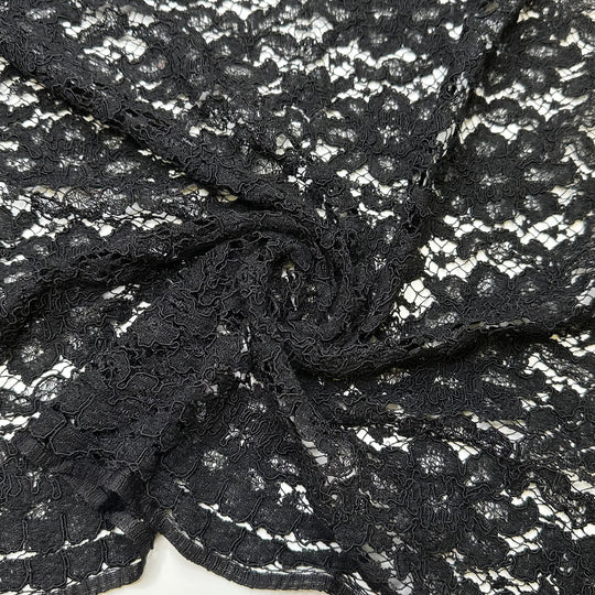 UB - A Little Bit Of Lace - Scalloped Edges Lace Poly Knit - Black Floral - 1.25M Bundle