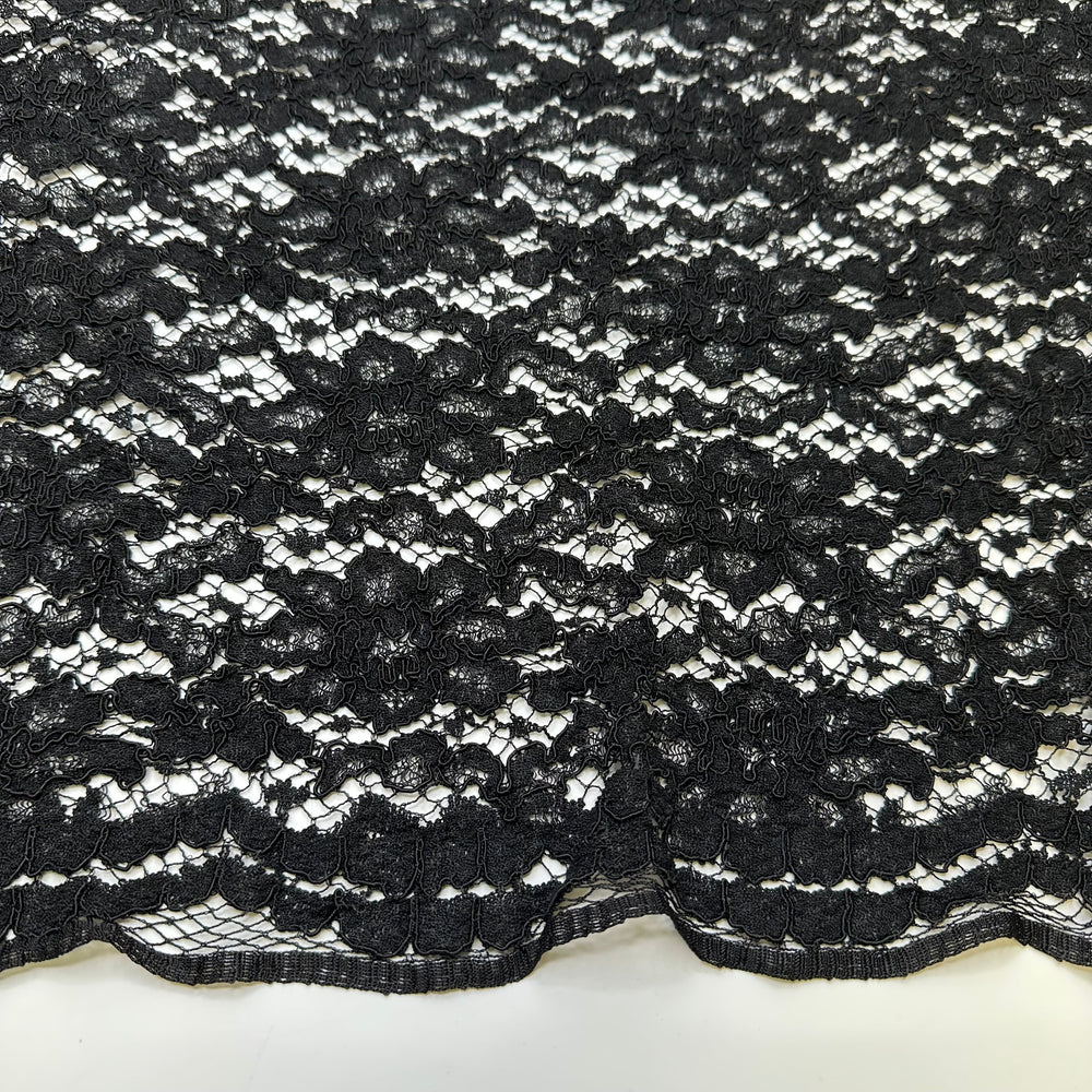 UB - A Little Bit Of Lace - Scalloped Edges Lace Poly Knit - Black Floral - 1.25M Bundle