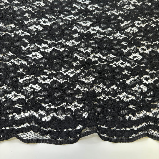 UB - A Little Bit Of Lace - Scalloped Edges Lace Poly Knit - Black Floral - 1.25M Bundle