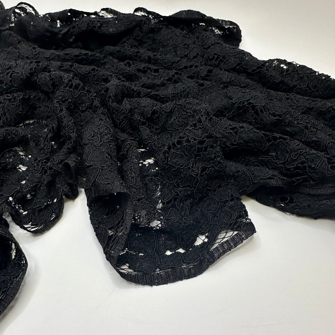 UB - A Little Bit Of Lace - Scalloped Edges Lace Poly Knit - Black Floral - 1.25M Bundle
