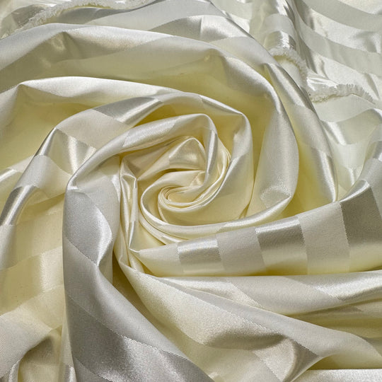 Mums New Table Decoration - Sateen Polyester Blend Woven - White/Cream Stripes - Bundles