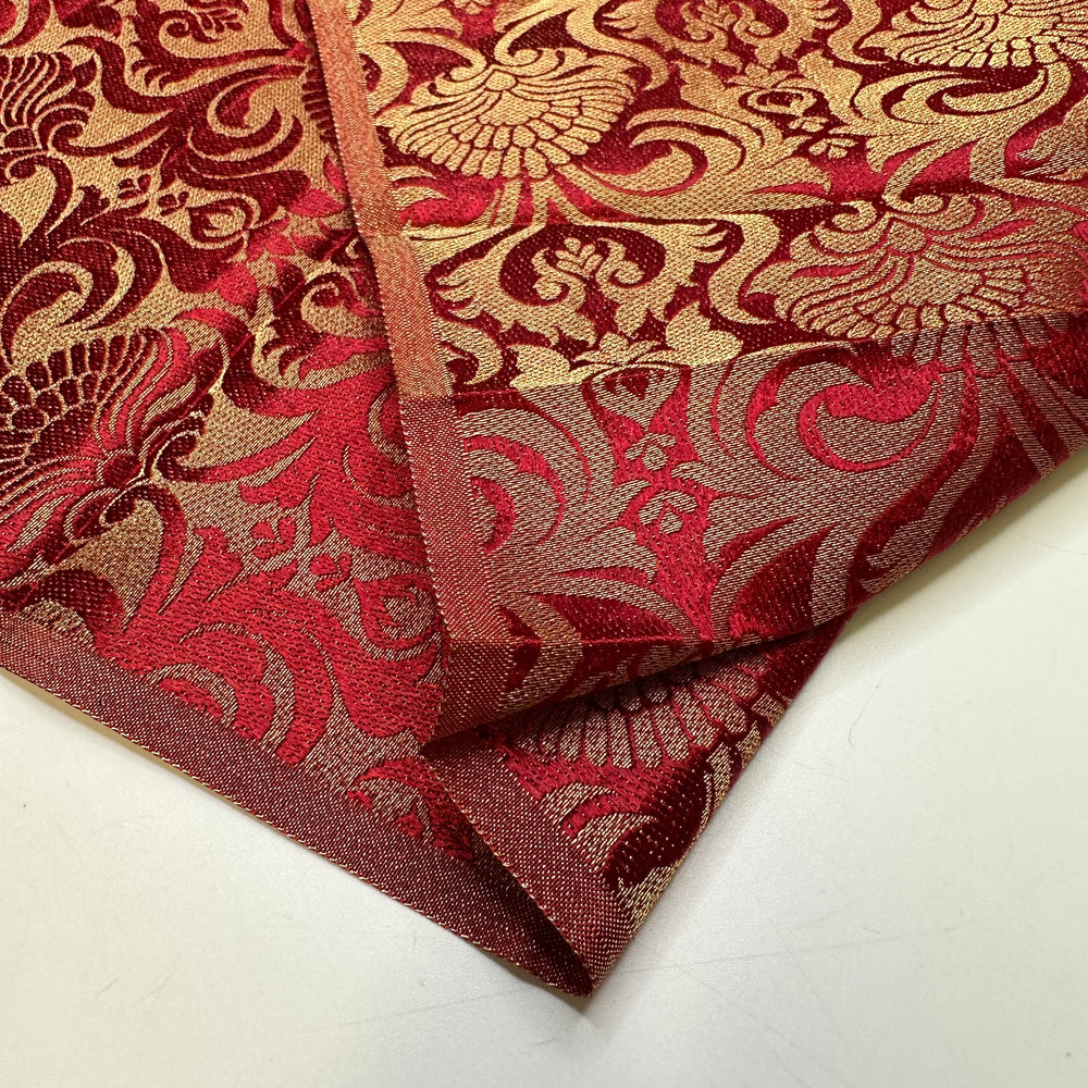 Meet Me There In 5 - Reversible Jacquard Poly Woven - Red/Gold Damask - 1M Bundle