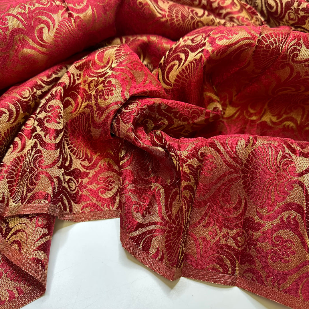 Meet Me There In 5 - Reversible Jacquard Poly Woven - Red/Gold Damask - 1M Bundle