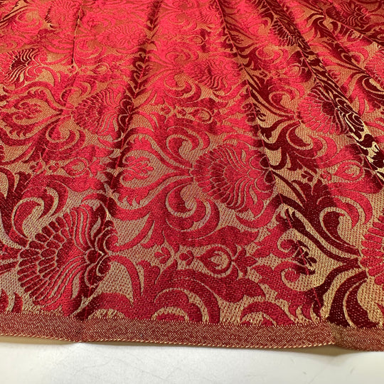 Meet Me There In 5 - Reversible Jacquard Poly Woven - Red/Gold Damask - 1M Bundle