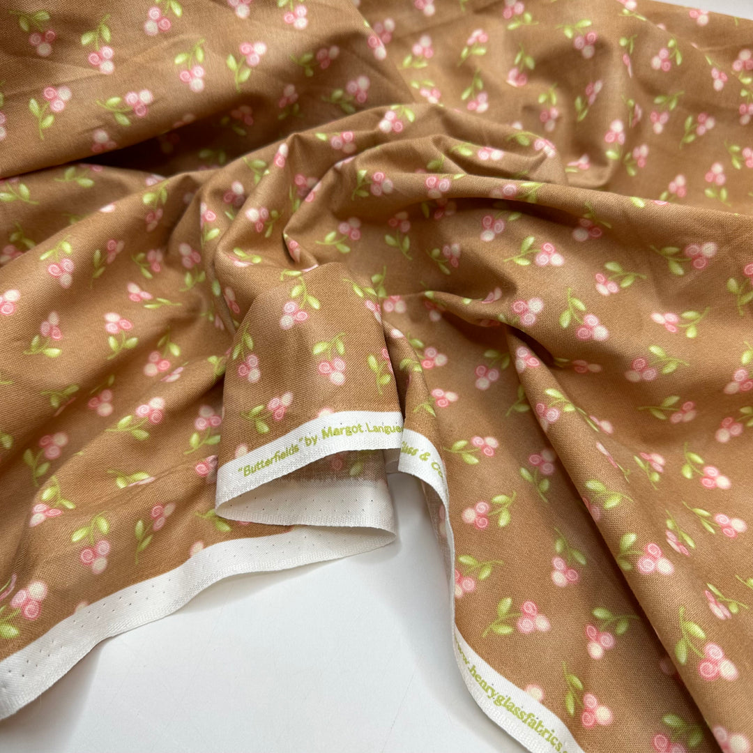 Learning Embroidery Roses - Cotton Woven - Beige/Pink Floral - 2.15M Bundle